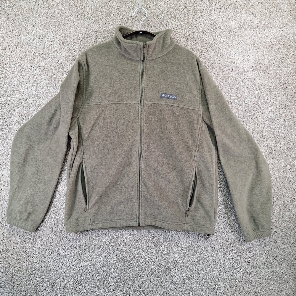 Columbia Fleece Jacket Mens Size XL Green Full Zip Stand Up Neck Gorpcore Hiking